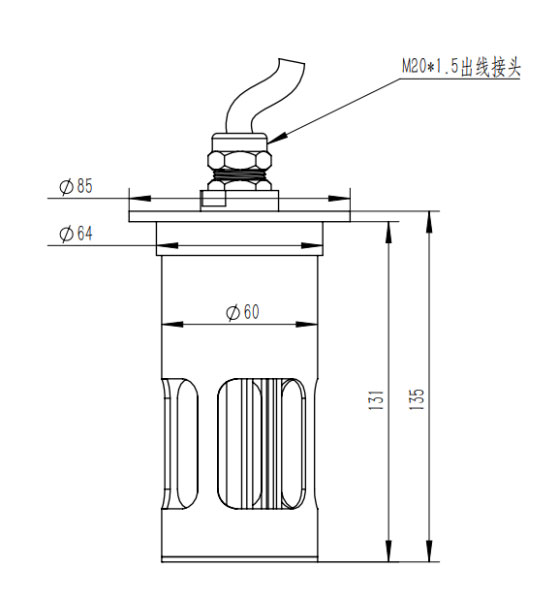 電力積冰檢測傳感器產品尺寸圖