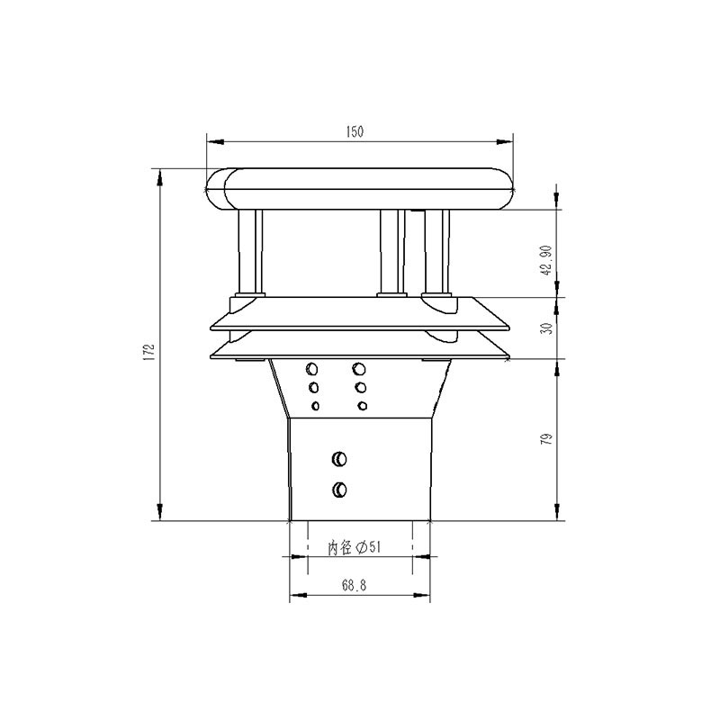 風(fēng)機專用超聲波風(fēng)速傳感器產(chǎn)品尺寸圖