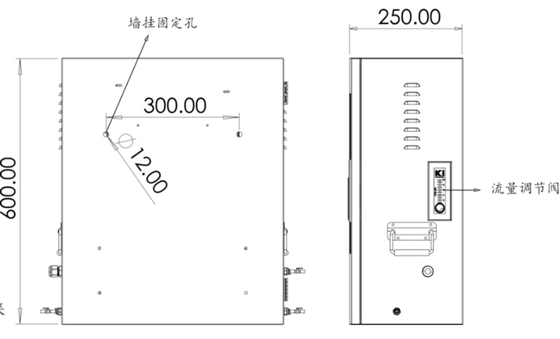 二次供水水質(zhì)監(jiān)測設備側(cè)視圖